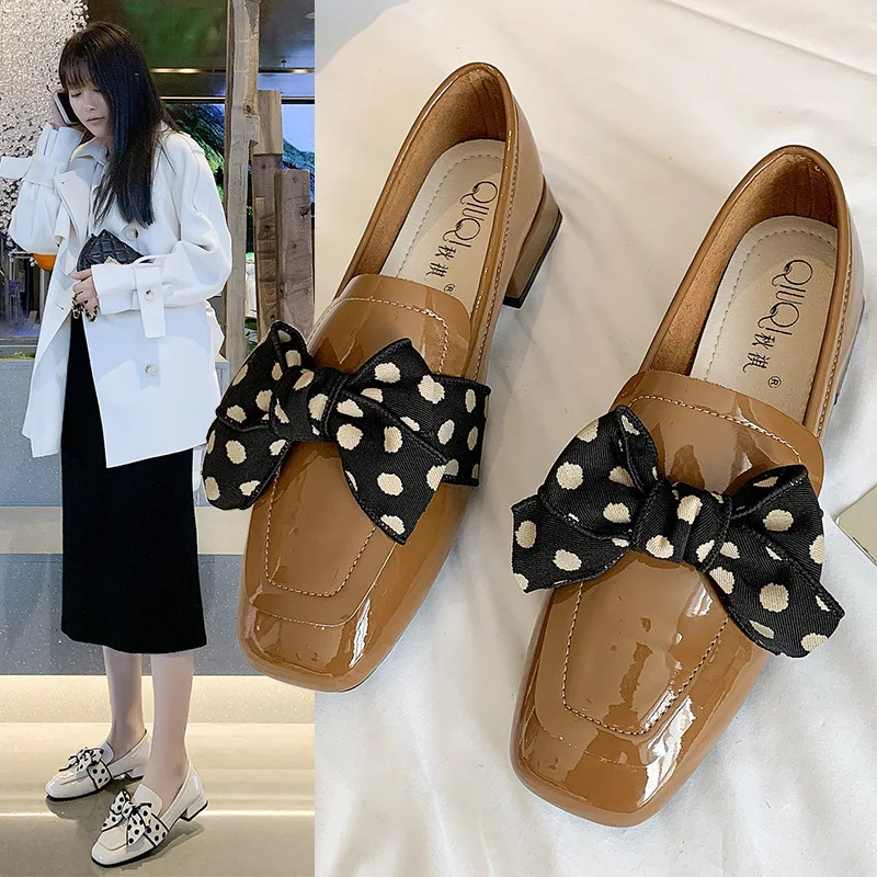 

Fairy style bowknot single shoes women's 2022 spring new Korean version of a pedal peas shoes good with small leather shoes