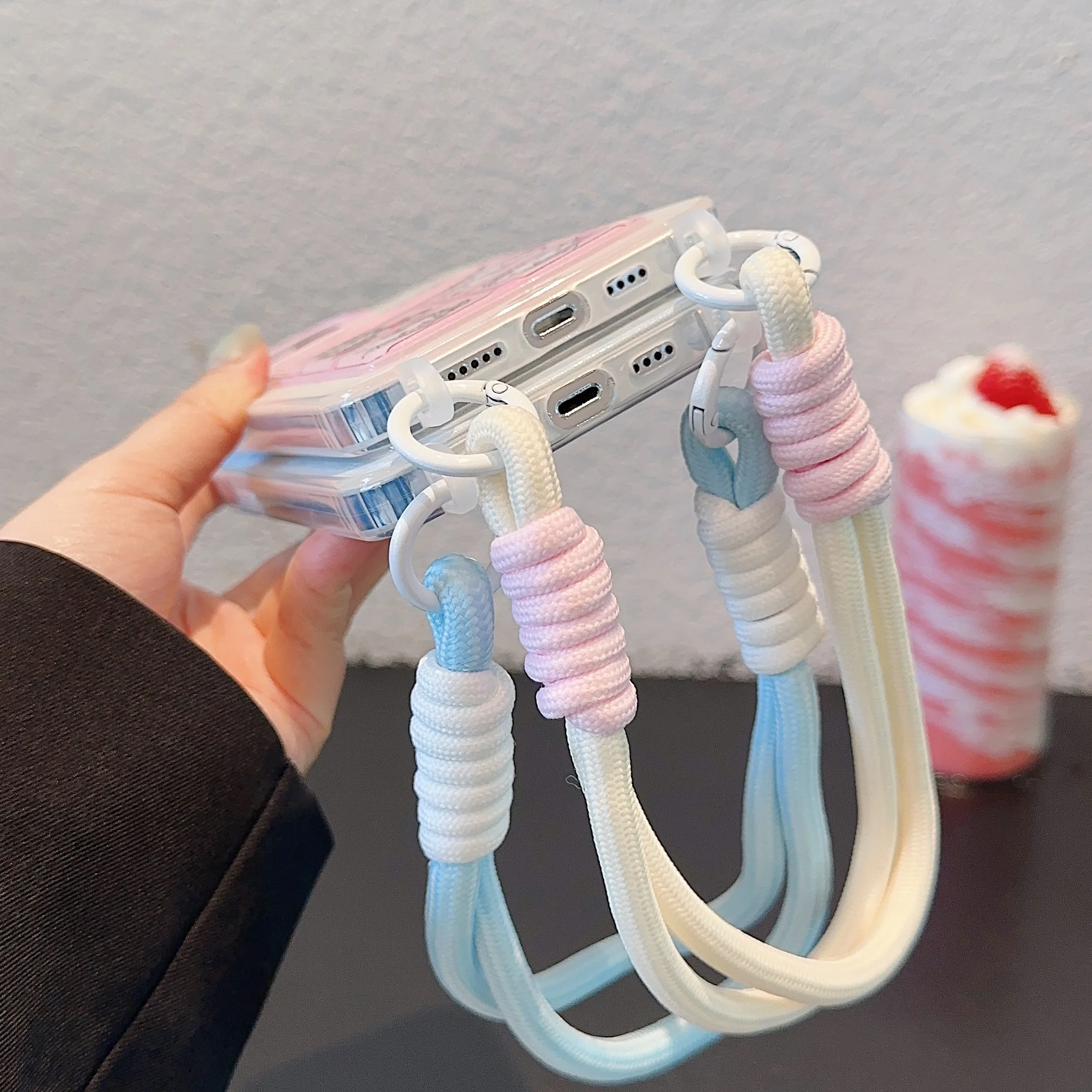 Sanrio милый чехол-кошелек Hello Kitty Kuromi с карманом для карт и ремешком на руку iPhone 16 15 14