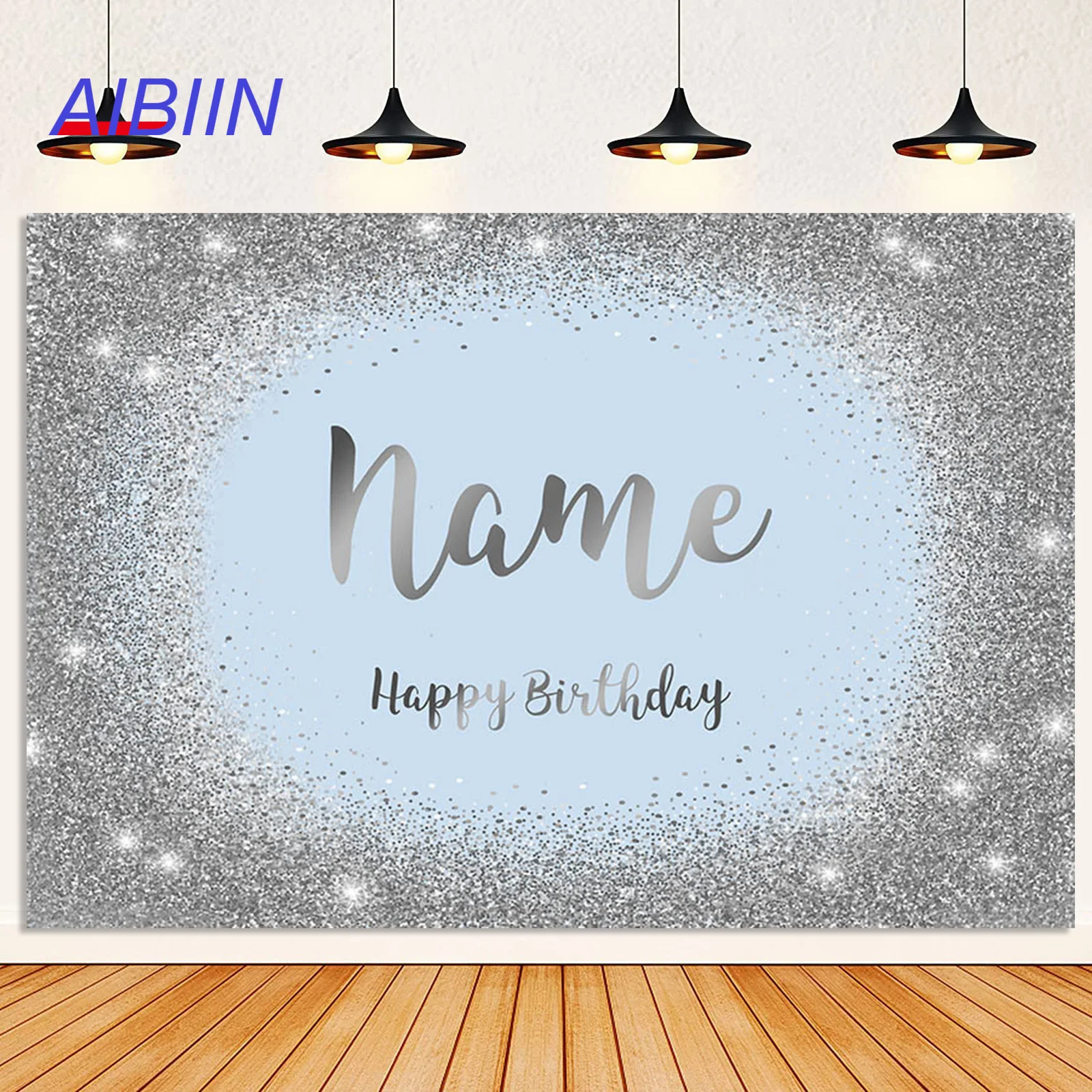Пользовательское Имя Фото День Рождения Фон Золото Серебро Блестки Фотография