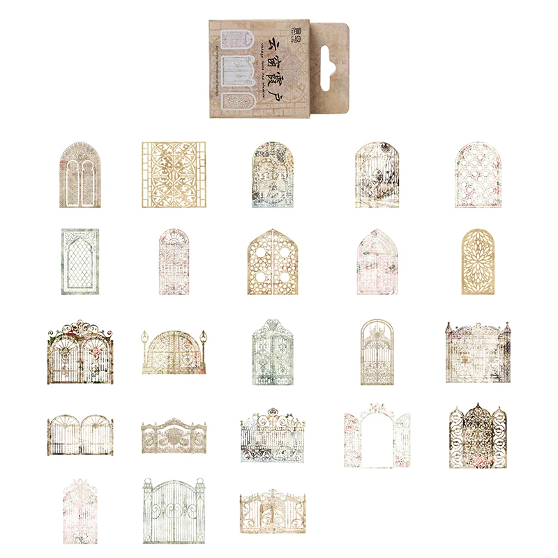 46 шт. мини-коробка упакованные наклейки ретро романтические цветочные окна