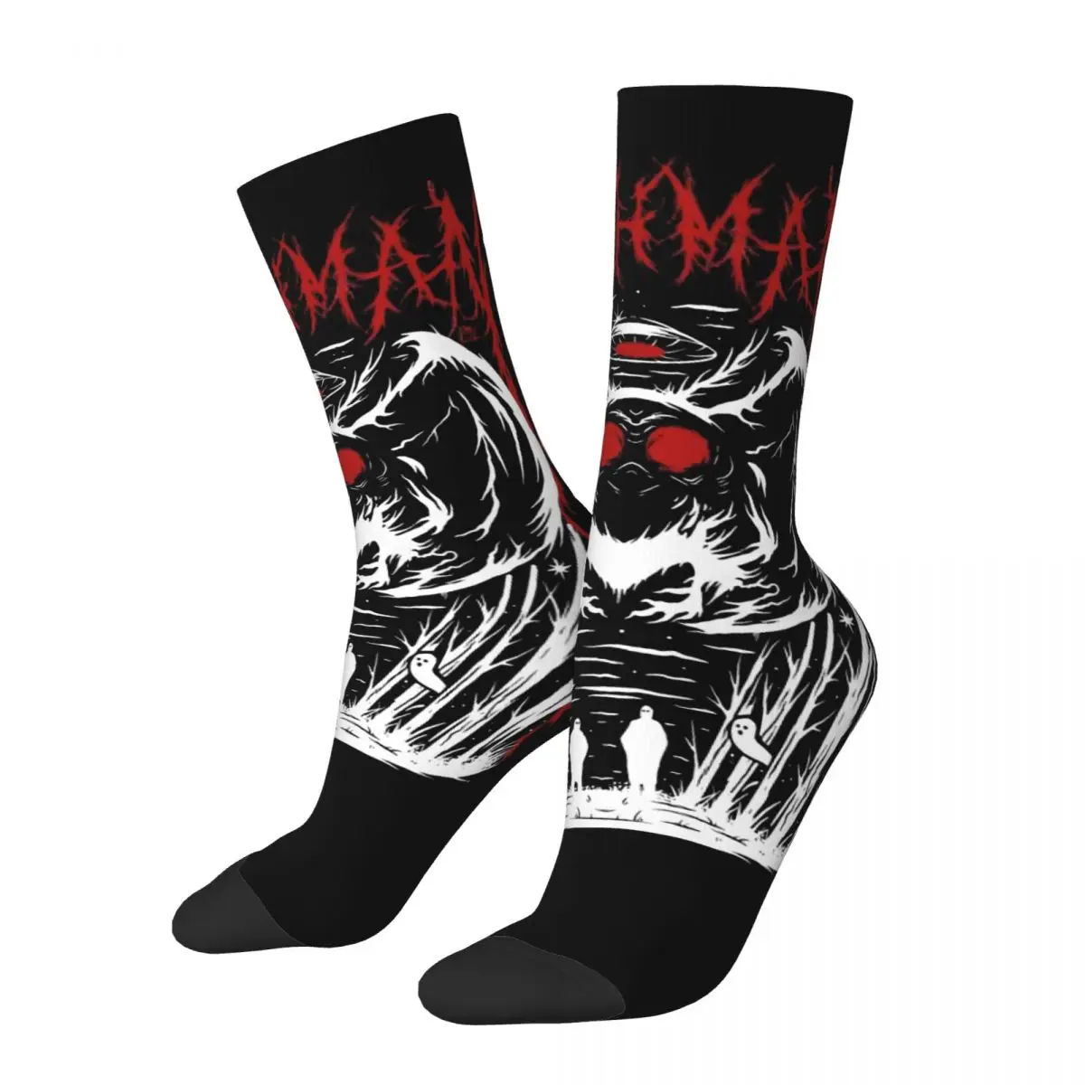 

Hip Hop Retro Forest Mothman Crazy Men's compression Socks Unisex A prophet of misfortune Street Style Pattern Printed Crew Sock