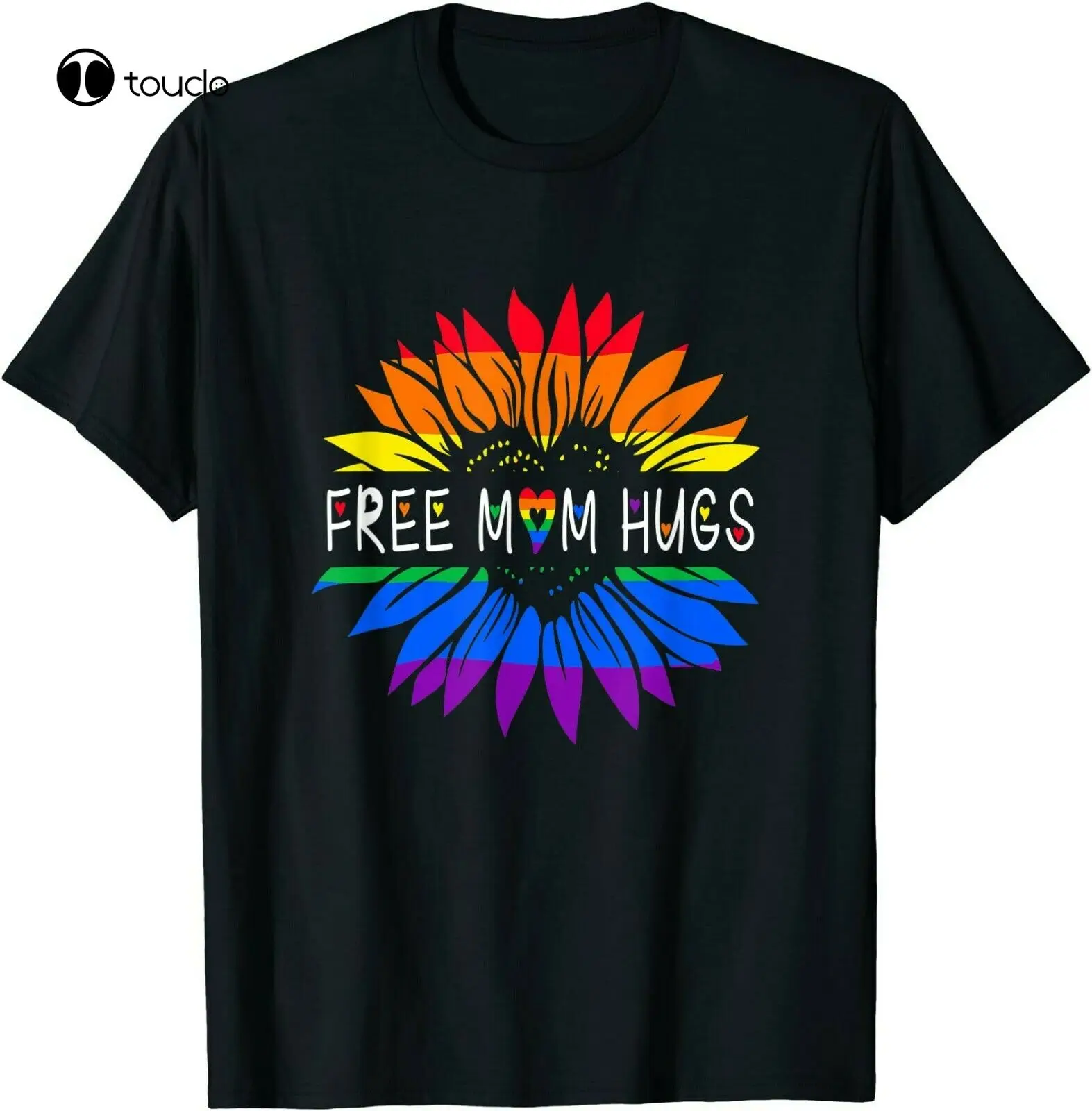 

Free Mom Hugs Gay Pride Lgbt Daisy Rainbow Flower Hippie T-Shirt Custom Aldult Teen Unisex Digital Printing Fashion Funny New