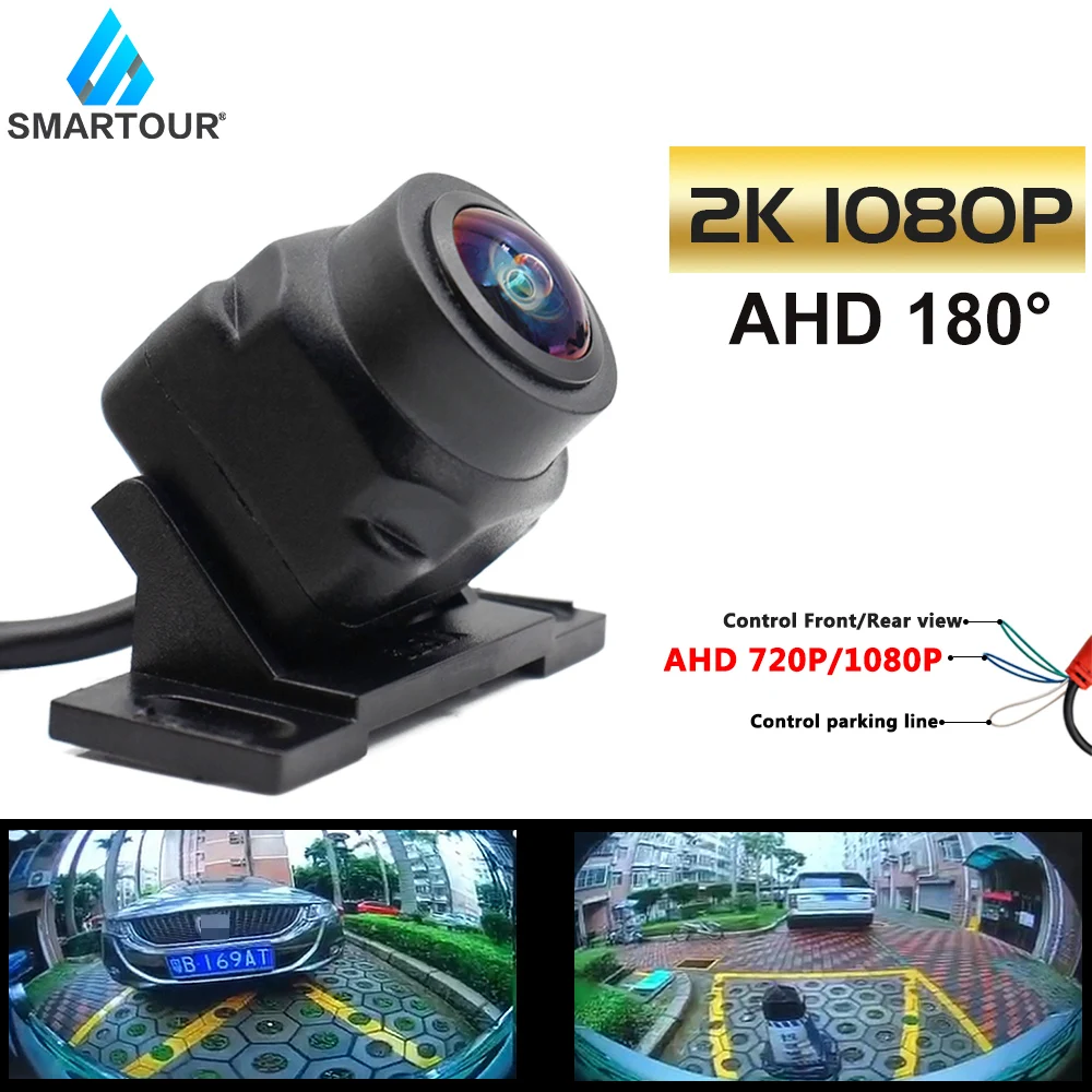 

SMARTOUR car reversing camera 180 degree AHD night vision rear view Fishey Front view camera for Universal Trajectory camera
