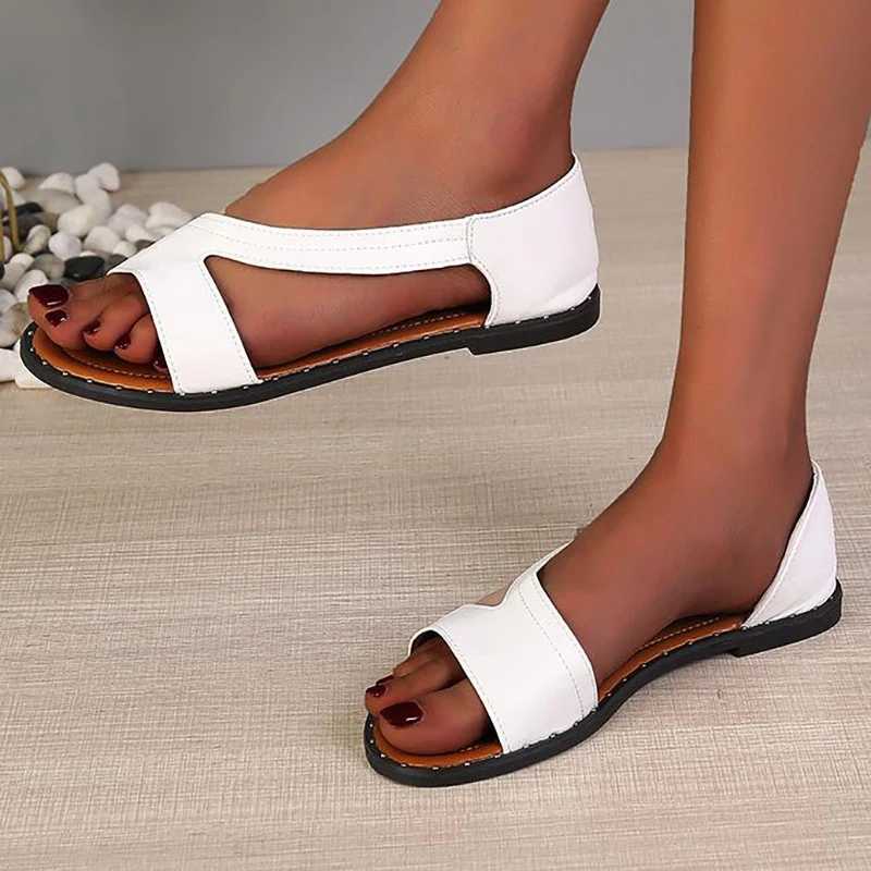 

New Summer Rivet Fish Mouth Sandals Women's Flat Casual Shoes Women's Women's Flip-flops Comfortable Outdoor Women's Shoes