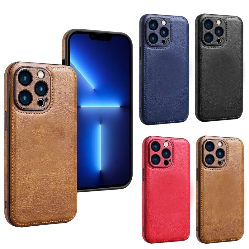 

Luxury PU leather Phone Case For iPhone 14Pro Max 13 11 12 Pro Max 14 Plus 11 Shockproof Soft Business Lichee Leather Back Cover