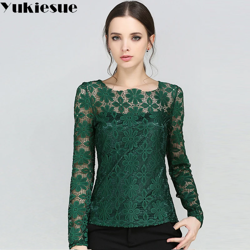Женская кружевная блузка сезон лето-осень 2022 Женские топы и блузки однотонные