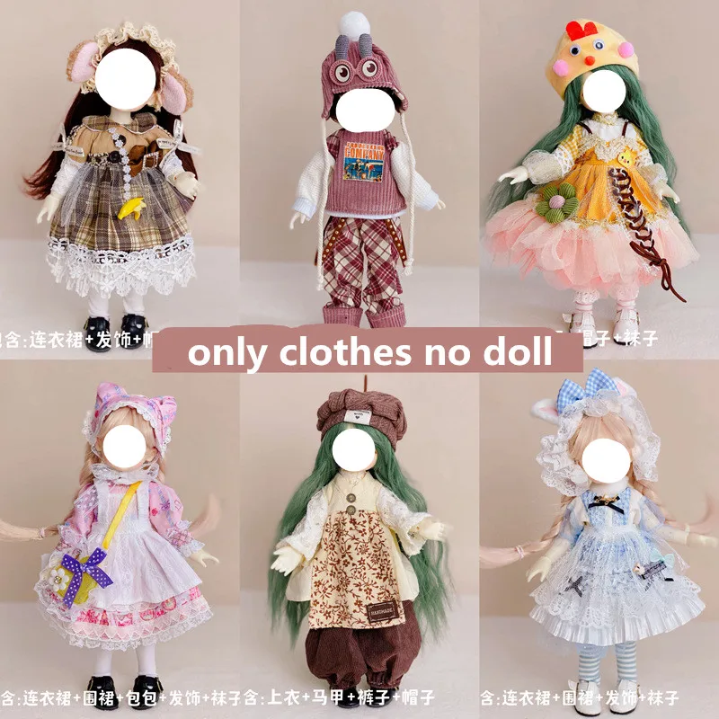 

6 Points Bjd Doll Dress Up Clothes Set 30 Cm Doll Accessories Dress Lolita Uniform Maid Outfit Children DIY Play House Gift Toys