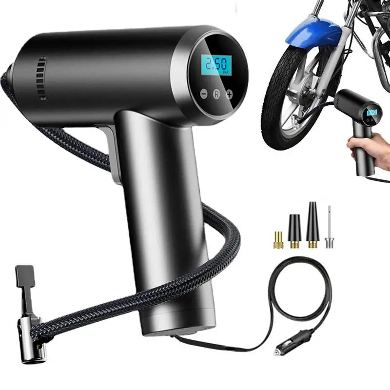 

Portable Tire Pump For Car Portable Tire Pump With LED Light For Car Real-Time Digital Screen 150 PSI Electric Inflatable Pump