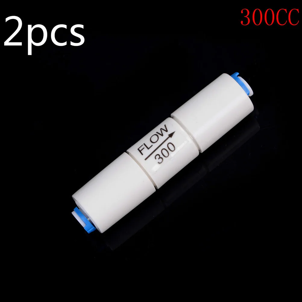 

2pcs Water Filter Parts RO Flow Restrictor 300CC-1500CC With 1/4" Hose Quick connection Reverse Osmosis Machine