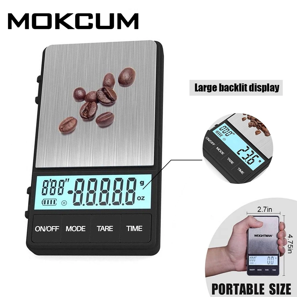 

1000g 0.1g Mini Coffee Scale Pocket LED Presicion Scale Electronic Digital Timer Espresso Coffee Multifunctional Kitchen Scale