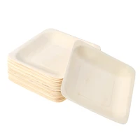 100pcs disposable wooden square plates portable tableware for barbecue 140x140mm birthday party wedding restaurant picnic plats