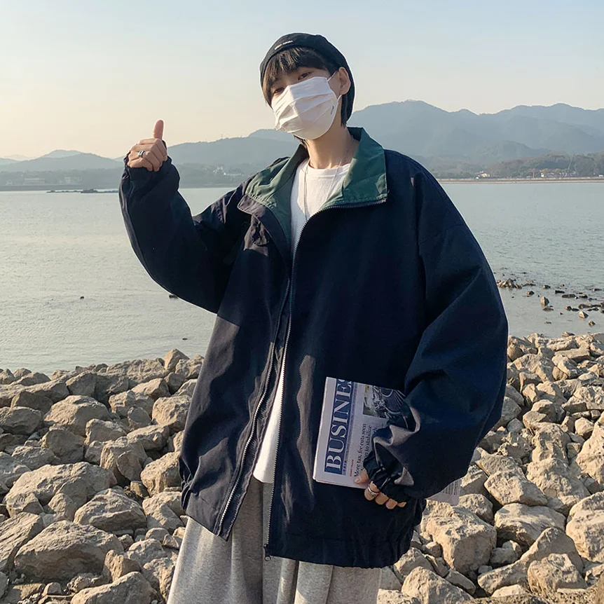 Куртки-бомберы мужские уличные красивая верхняя одежда весенний отложной