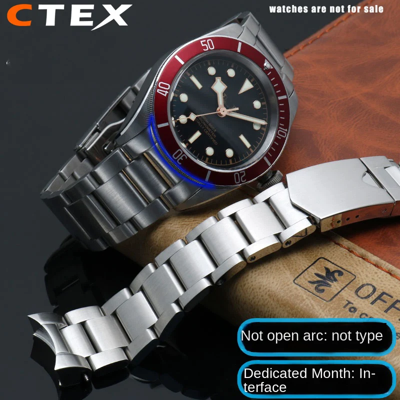 Фото Для Tudor Black Bay 79230 79730 Heritage Chrono ремешок для часов браслет 22 мм твердый ремешок для часов из нержавеющей стали без заклепок №1