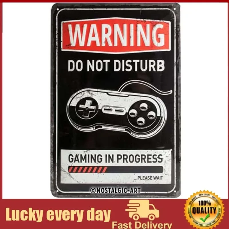 

Nostalgic-Art Retro Tin Sign, Achtung – Gaming in Progress – Warning Sign as Gift idea, Metal Plaque, Vintage Design for Decor