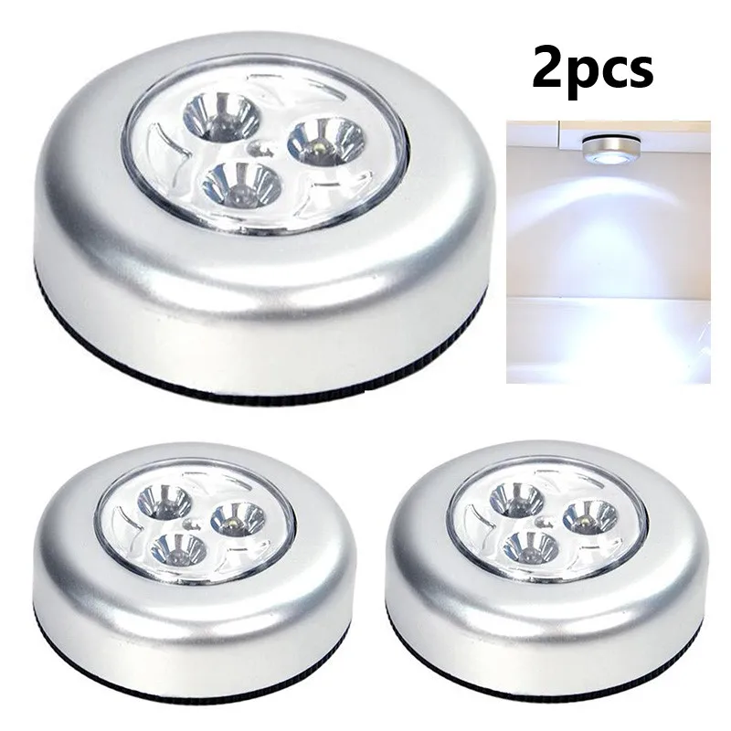 

2Pack LED Touch Push Light Brand-new Energy-efficient LED Touch Lamp Self-Stick On Click Battery Button Spot Lights
