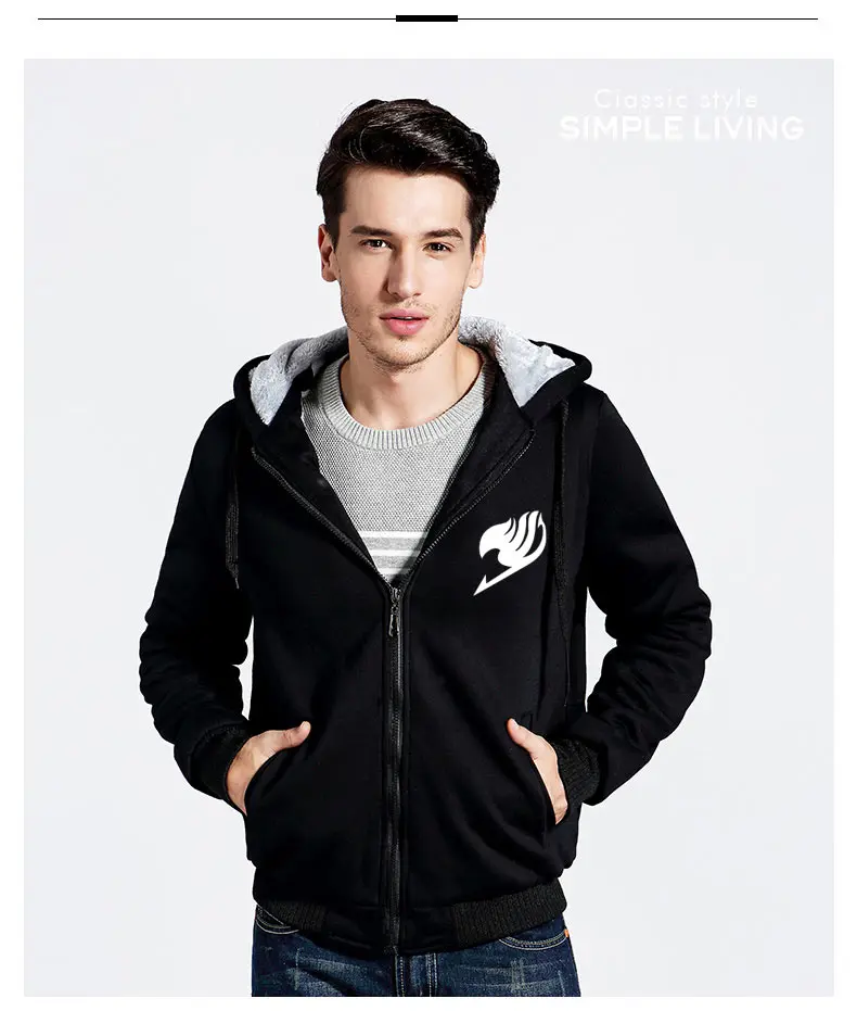 Fairy Tail Winter Jacket Camouflage Thicken Jackets Hooded Fleece Long Sleeve Down Jacket Man Casual Streetwear Men's Clothing