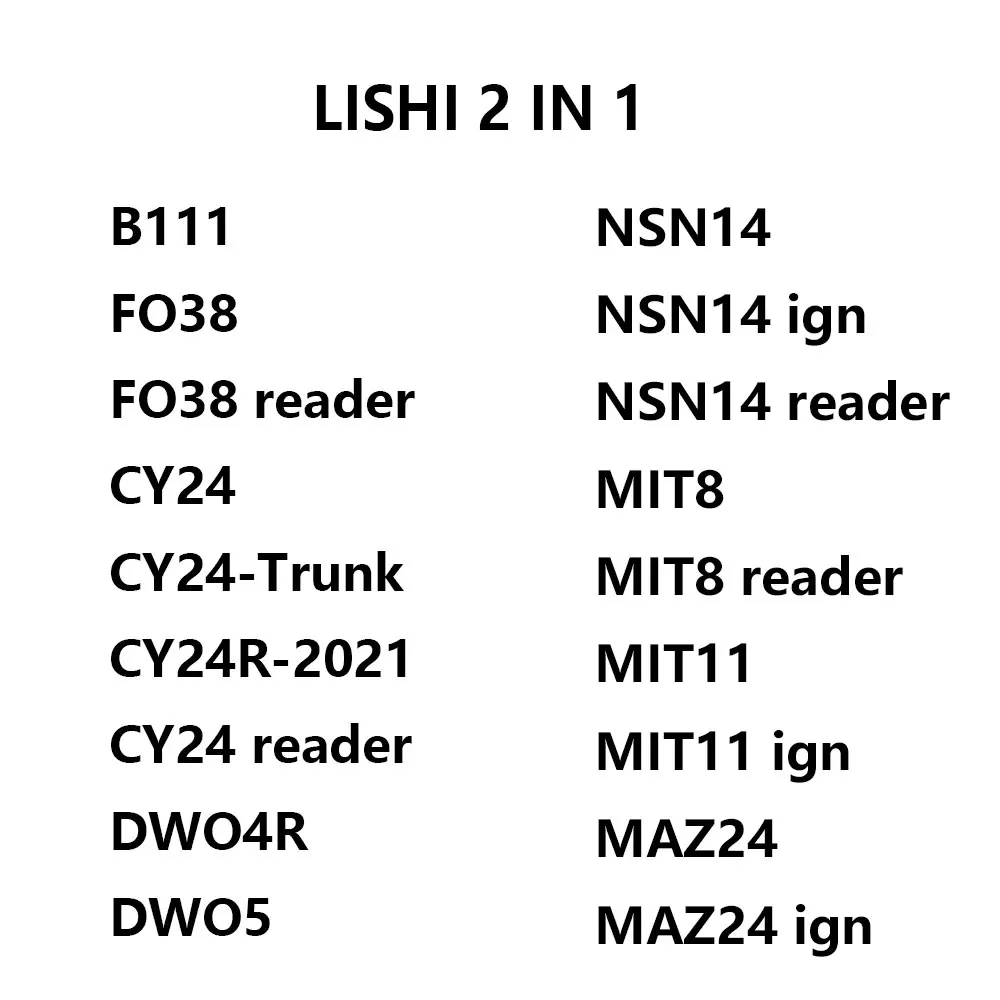 Фото Многофункциональный инструмент Lishi 2-в-1: B111, FO38, CY24, CY24-Trunk, CY24R-2021, DWO4R, DWO5, NSN14, MIT8, MIT11, MAZ24 №1