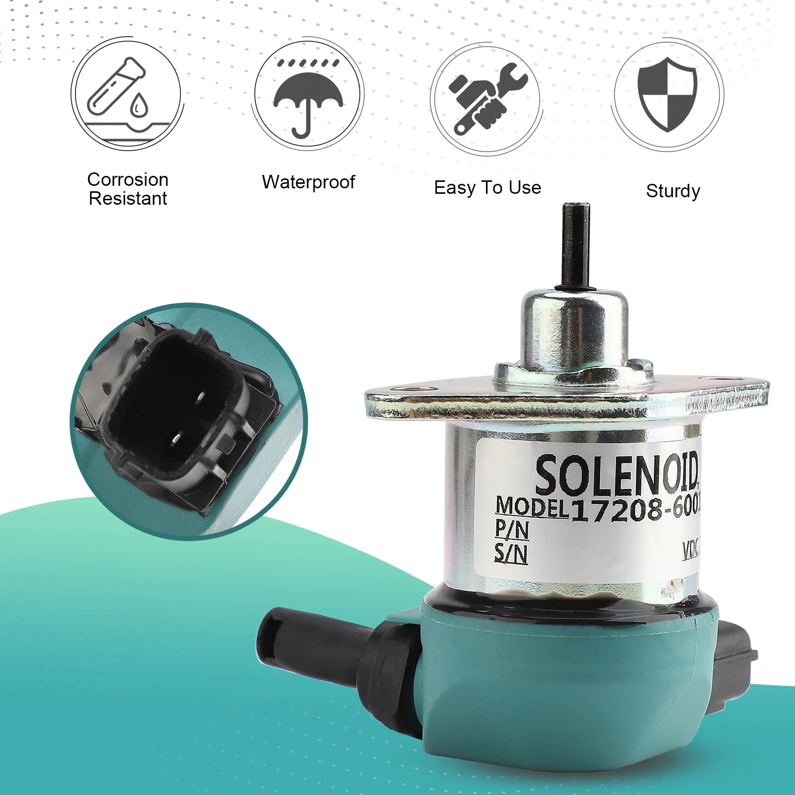 Для Kubota D1005 D1105 D905 Соленоид отключения 17208-60015 17208-60016 17208-60017 17208-60010 остановки 12 В