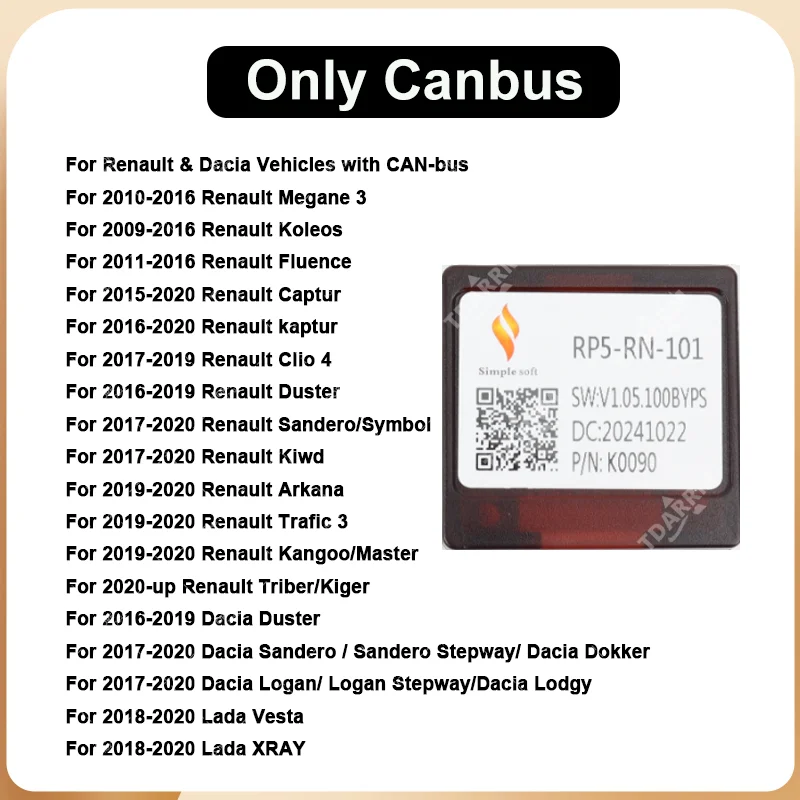 

RP5-RN-101 Canbus Box для Renault Captur Clio Sandero Logan Duster Kwid Kangoo Dokker Dacia witch Кабель-адаптер Жгут проводов
