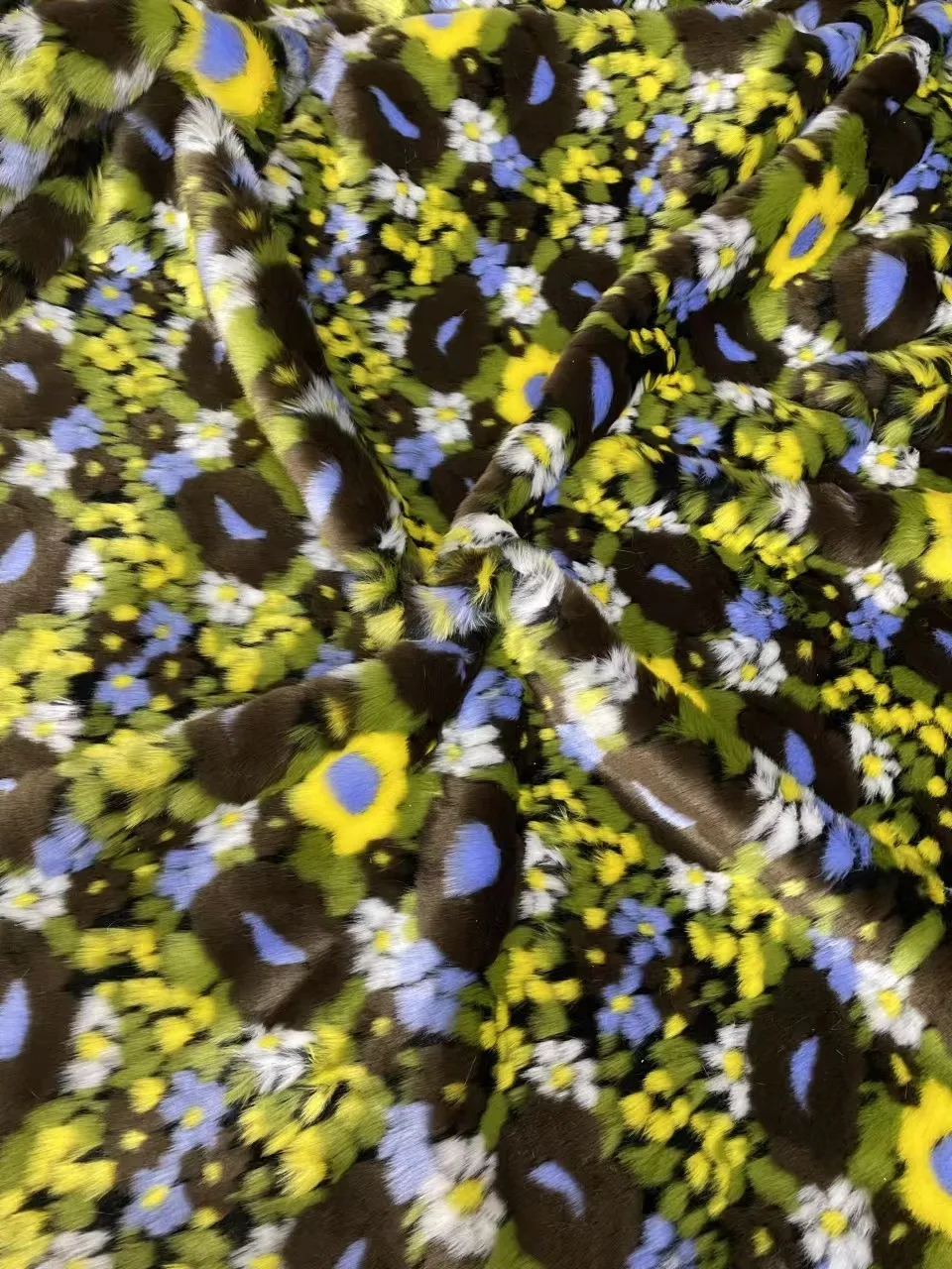 1 ярд красочный цветок кроличий мех ткань плюшевая искусственного меха