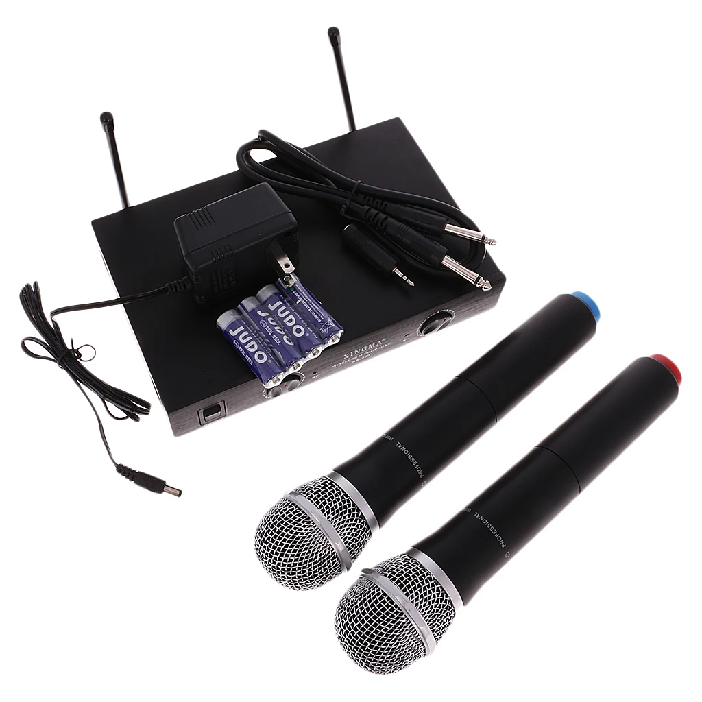 

2pcs Portable Professional Microphones And Two Channel Receiver 50m Dual VHF for KTV, Karaoke, Studio, Party Home