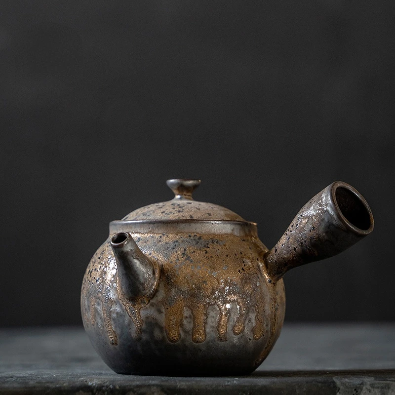 

Позолоченный семейный чайник в стиле ретро, глиняный горшок, семейный чайный сервиз, горшок для замены печи, домашняя чайная утварь