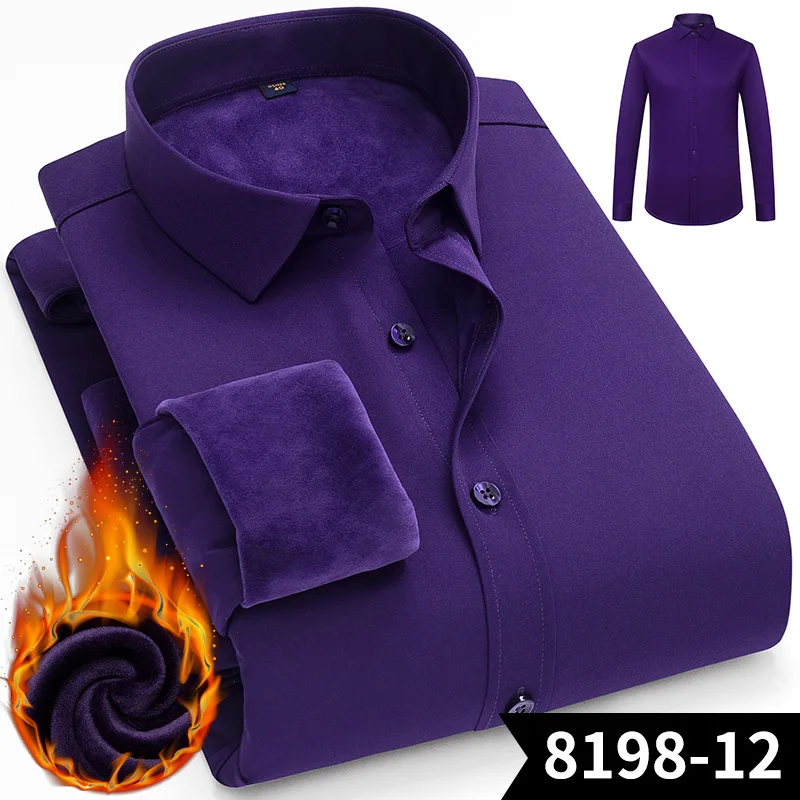 Mattswag Mens Thicken Plush Long Sleeve T Shirts Autumn Winter Breathable Warm Men's Clothing Casual Slim Fit Camisa Hombre 7XL