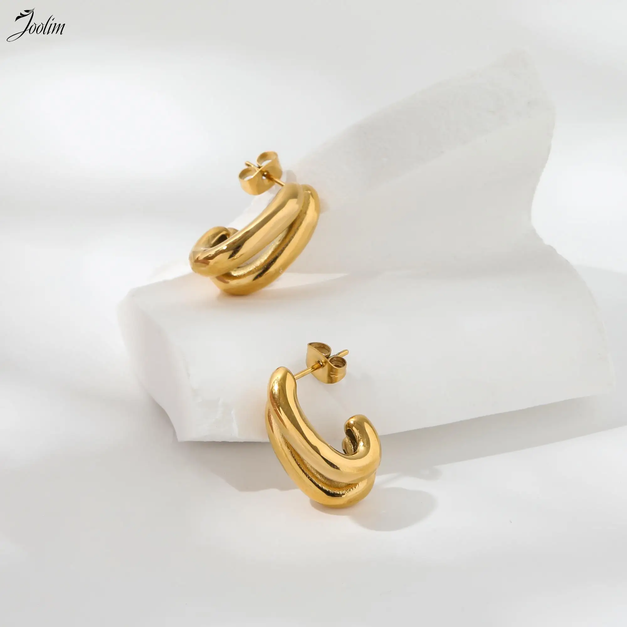 Серьги-кольца JOOLIM из нержавеющей стали женские ювелирные украшения с