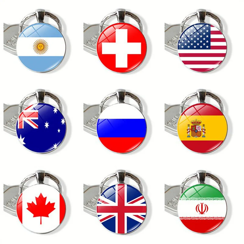 

South Korea Brazil Japan Serbia Russia Slovakia Argentina USA Turkey Spain Dominica flag round keychain gift
