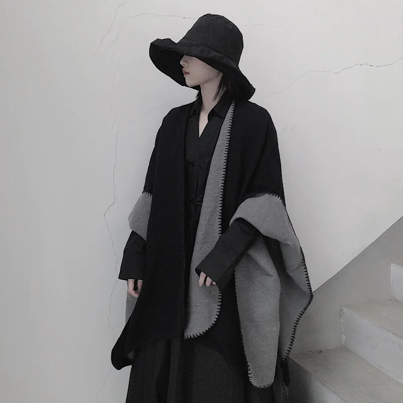 

New Fashion Trend Double Sided Shawl Nordic Style Cashmere Tie Dyed Decorative Scarf Simple Cloak Warm and Thickened Shawl Women