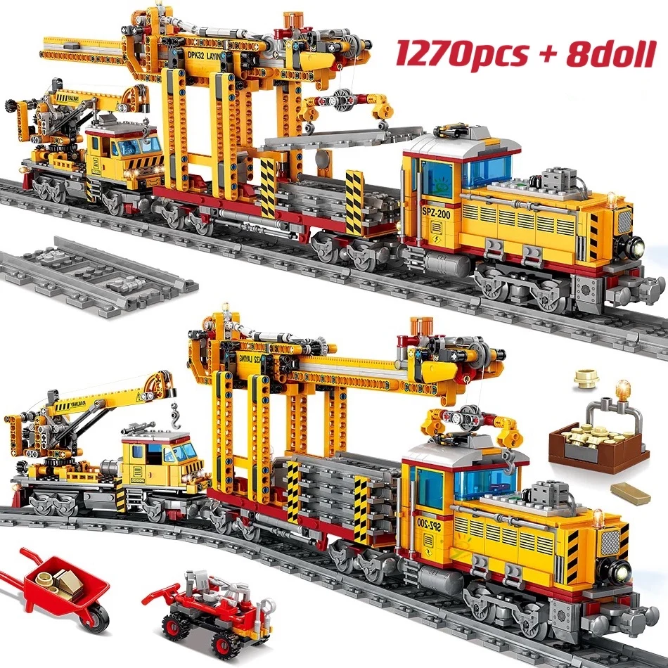 

1270 шт., Детский конструктор «железнодорожный поезд»