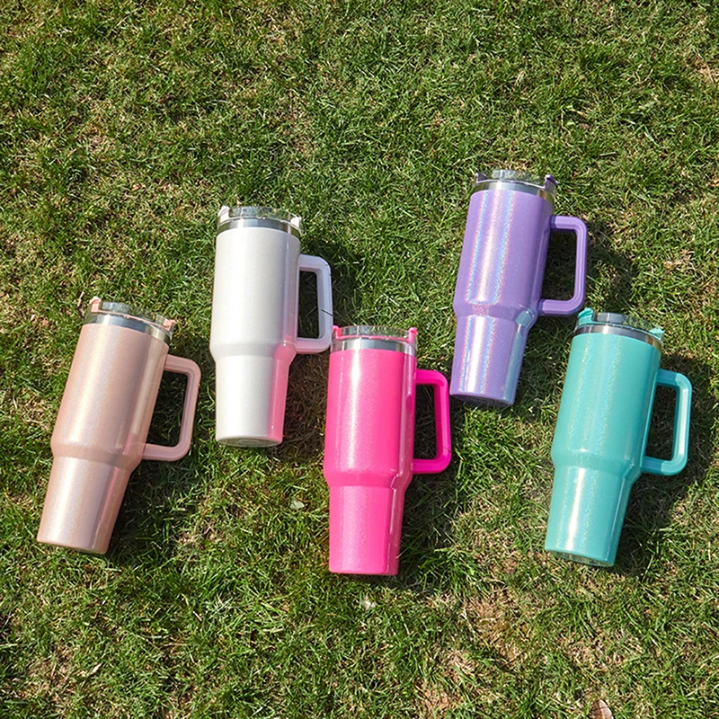 

1pc 40OZ Adventure Quencher Tumbler Stainless Steel Thermos Vacuum Cups With Handle Straw Travel Water Bottle BPA Free Mug