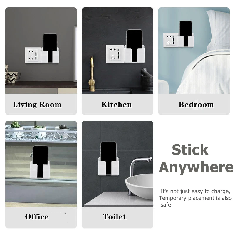 Wall Mounted Organizer Air Conditioner TV Remote Control Storage Box Mobile Phone Plug Holder Multifunction USB Charging Stand