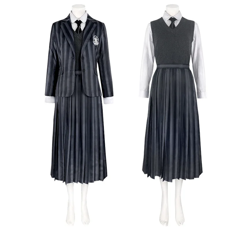 

Series Wednesday Addams Cosplay Costumes Schoolgirl Nevermore College School Uniforms Suit Halloween Uniform Party