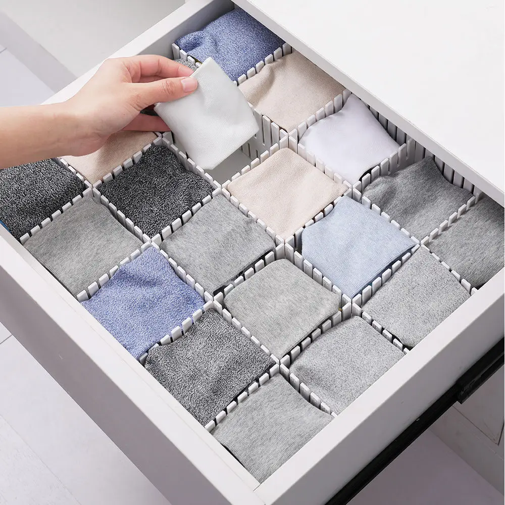 

4Pc Drawer Storage Partition DIY Free Combination Drawer Storage Partition Underwear Socks Cosmetics Stationery Sundries Storage