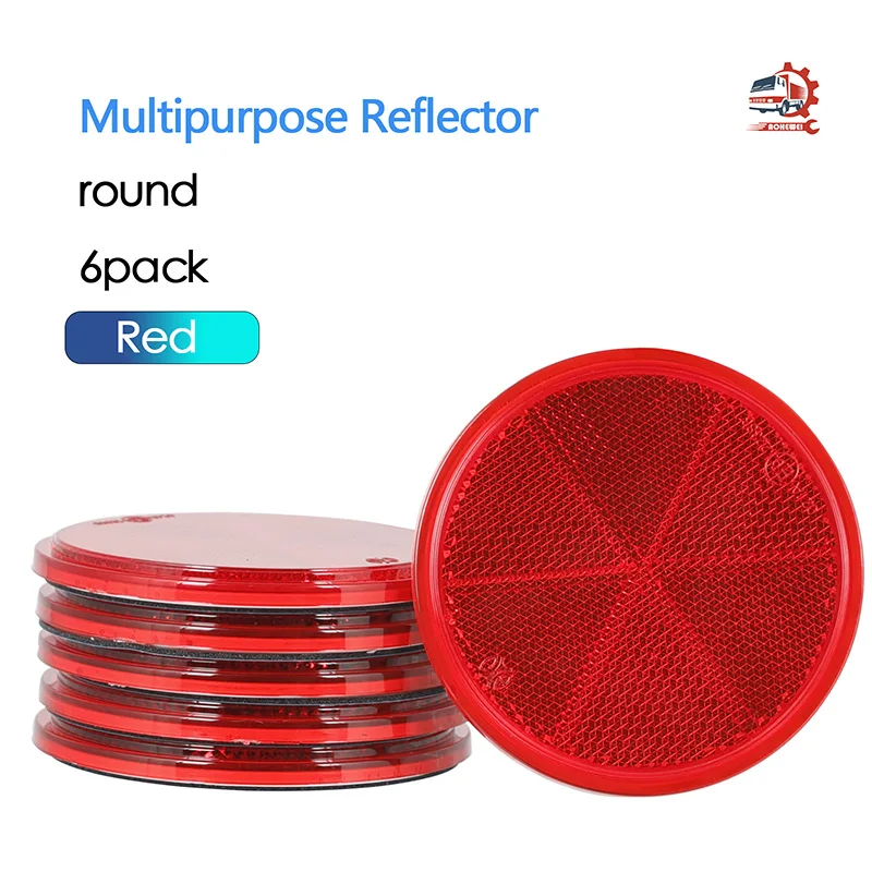 

AOHEWEI Adhesive Reflective Stickers 6Pcs round Trailer Reflectorswith screws For Truck Safety Rear Reflective Car Accessory