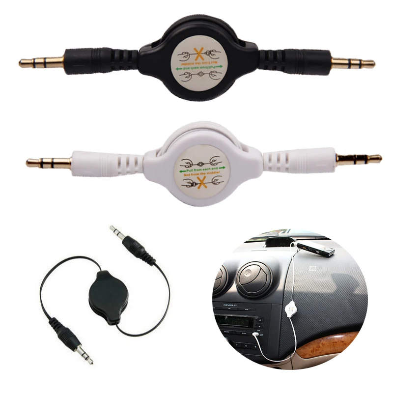 80CM 3.5mm Retractable Earphone Jack Aux Audio Cable For Car Iphone Samsung Phone GPS MP3 MP4 Music Headphone Stereo Speaker