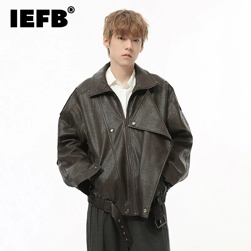 IEFB High Street мужские куртки из искусственной кожи повседневные лоскутные подол с