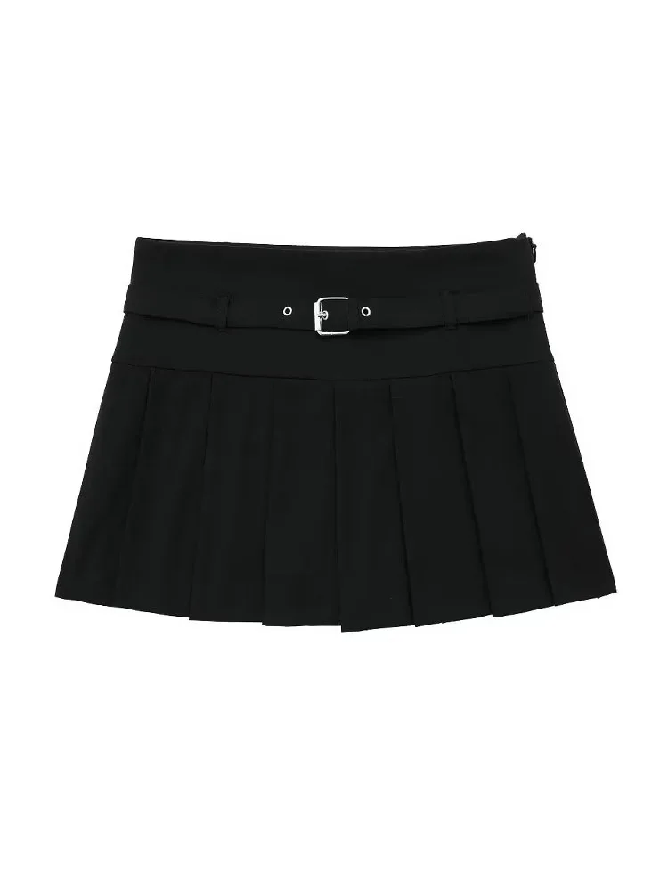 Летняя плиссированная мини-юбка HH TRAF женская модная однотонная повседневная