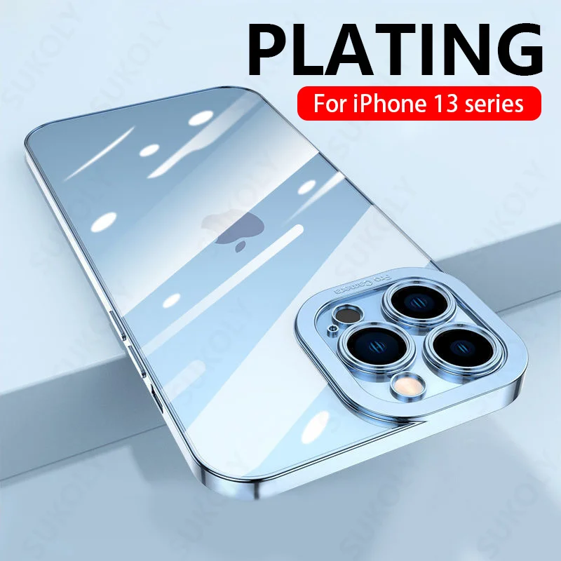 Роскошный прозрачный чехол с покрытием для iPhone 13 12 11 Pro Max 13 12 Mini X XR XS 7 8 Plus SE, противоударный мягкий бампер, прозрачный чехол