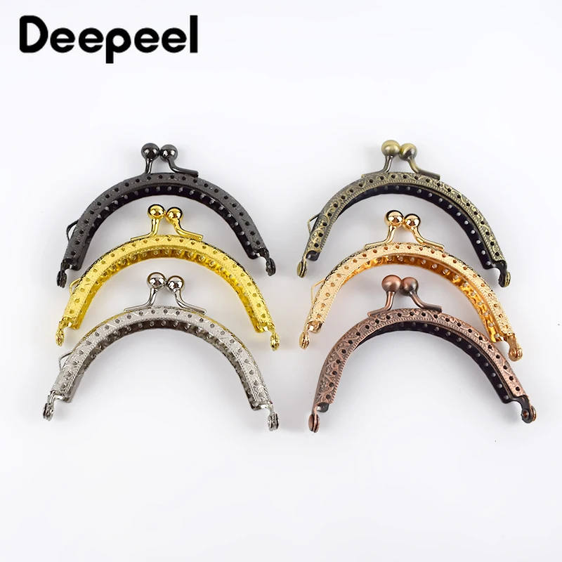 5/10pcs Deepeel 8.5cm Metal Purse Frame Handle Embossed Kiss Clasps Bag Handles Hardware DIY Sewing Brackets Luggage Accessory