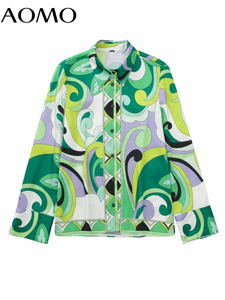 

AOMO Women Floral Print Loose Romantic Blouse Shirt Long Sleeve 2022 Chic Female Shirt Tops 3H384A