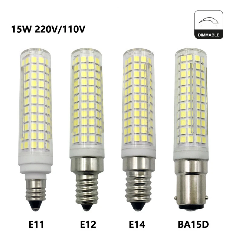 Ceramic BA15D Car Light LED Corn Bulb DIM 136SMD G9 E11 E12 E14 15W Replace 150W Halogen Lamps 220V 110V for Home Livingroom