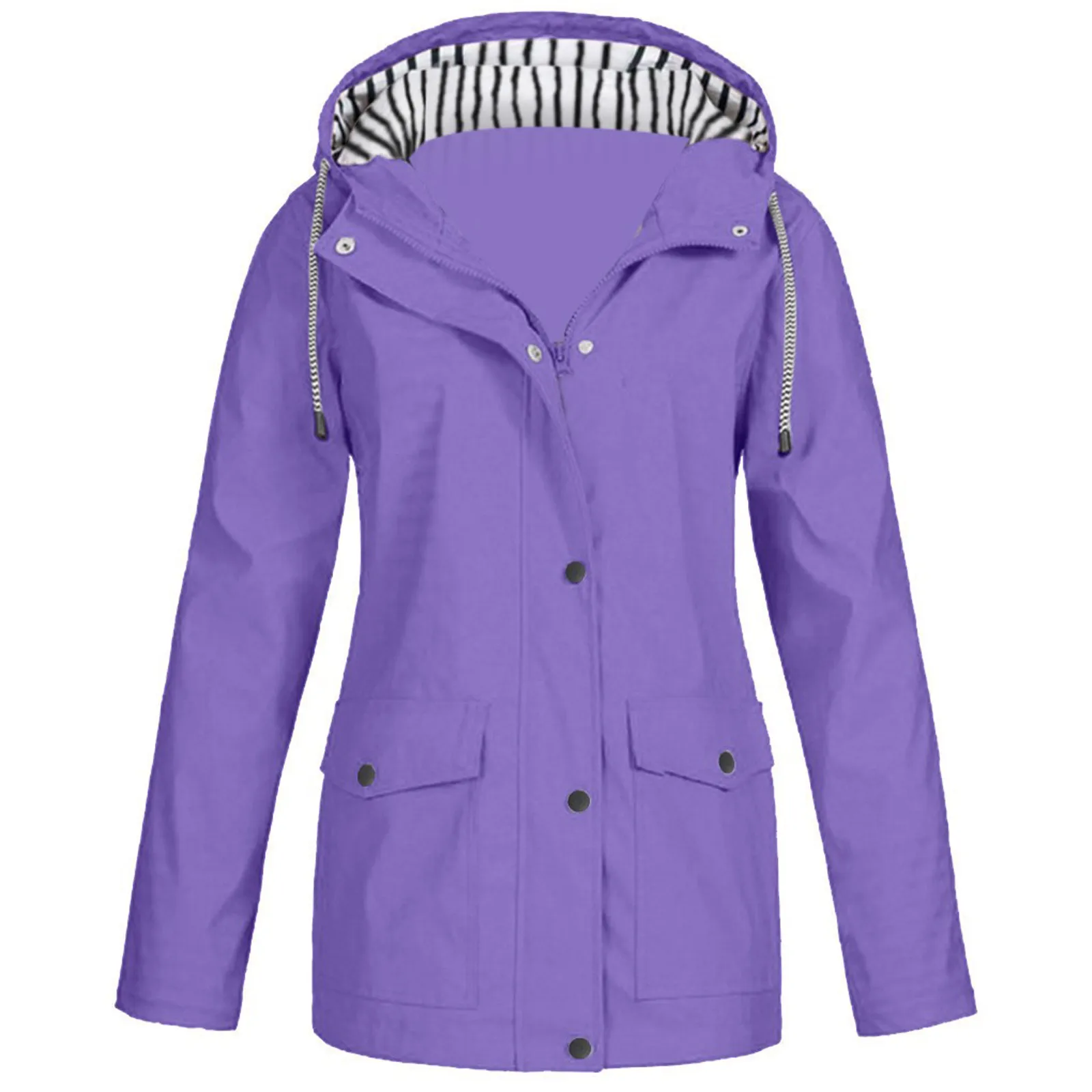 Модная легкая куртка от дождя с капюшоном и длинным рукавом на молнии ветровка