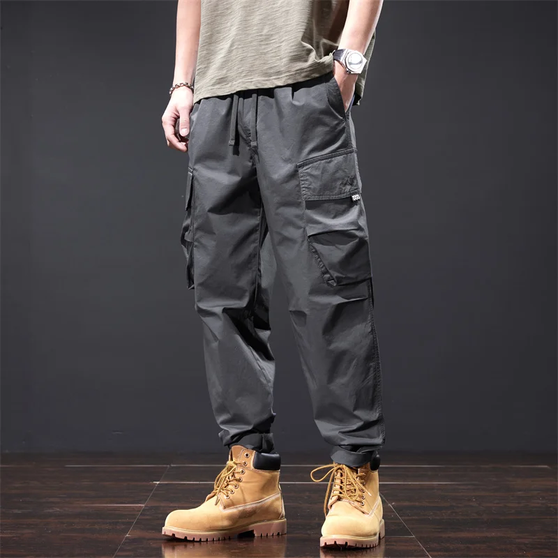 Брюки Carge мужские свободные прямые повседневные длинные штаны из чистого хлопка