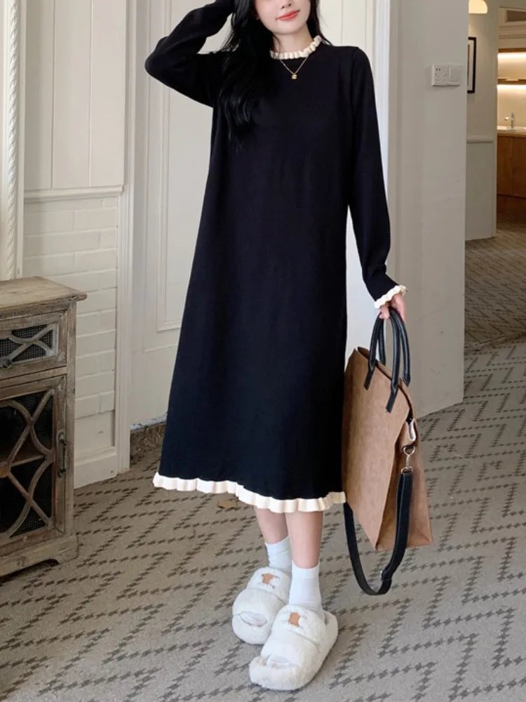 Осень и зима новинка Sle Fat Sister большие размеры с верхней одеждой трикотажное