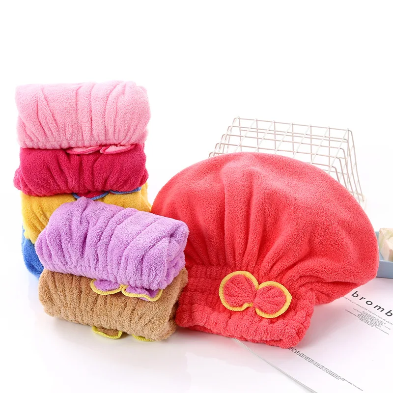 

1pc Microfibre Bowknot Wrap Towel Quick Hair Drying Bath Spa Bath Towels Bonnets for Womens Shower Hat Bathroom Accessories