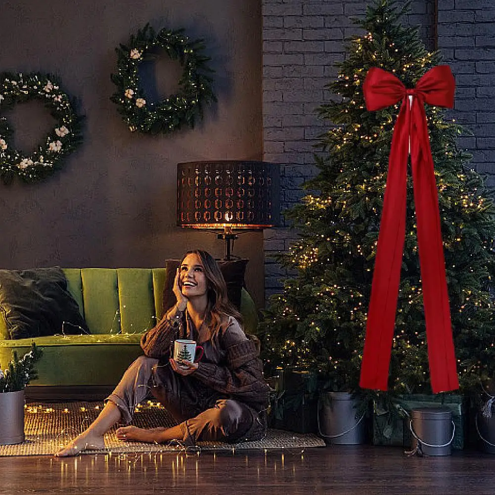 1 шт. большой бант красная лента топпер для рождественской елки украшение декор