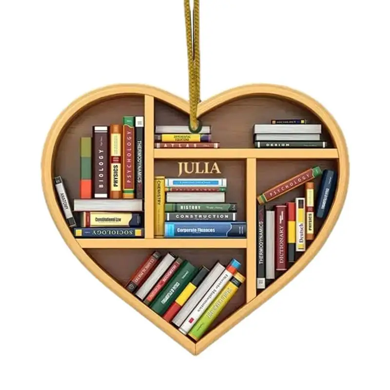 

Украшение в виде сердца для влюбленных, украшения для книг, для рождественской елки, библиотеки, подарок, книжная полка, украшение для любви
