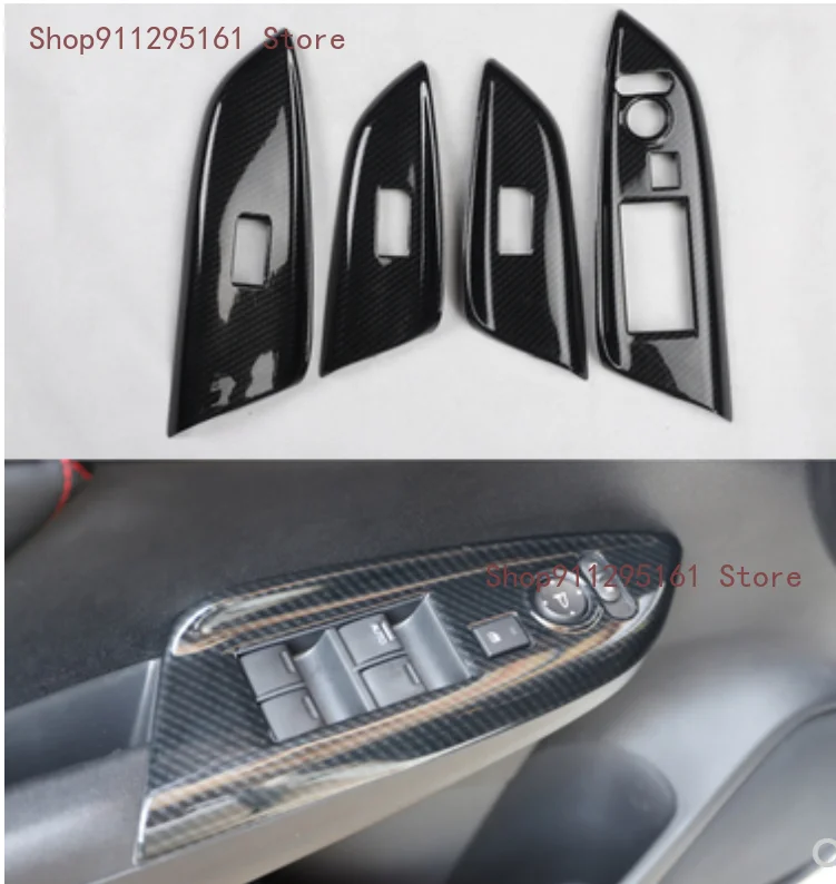 

For Honda Fit Jazz 2014-2019 LHD Interior Door Handle Window Lift Panel Switch Button Cover Sticker Trim Car Accessories